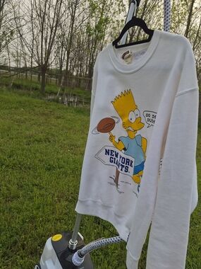 NuMe White Bart Simpson New York Giants Graphic Sweatshirt
